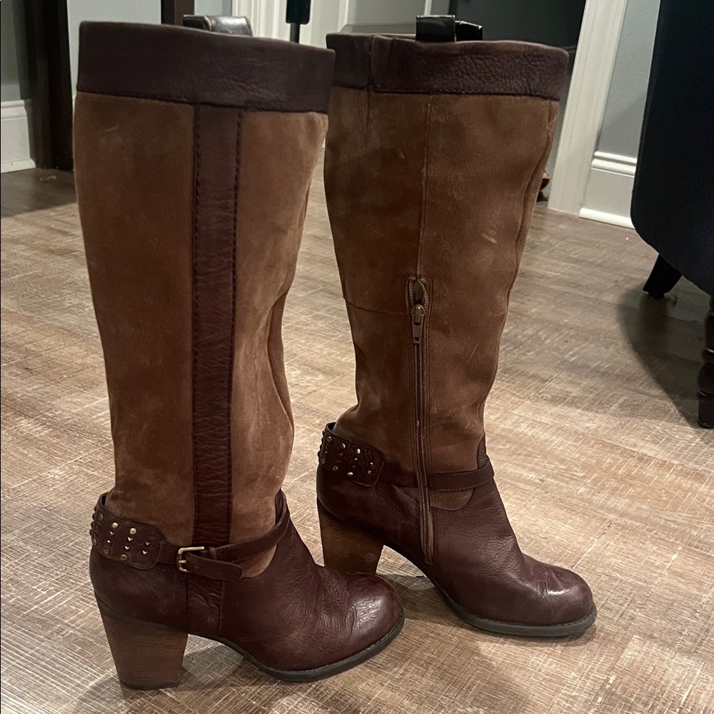 Naturalizer Brown Leather & Suede Mid-Calf Boots